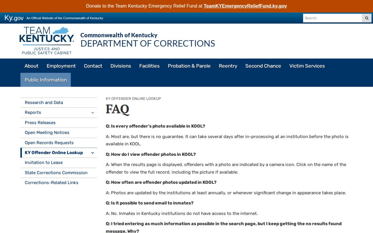 Kentucky offender photo guidance for Clay County records