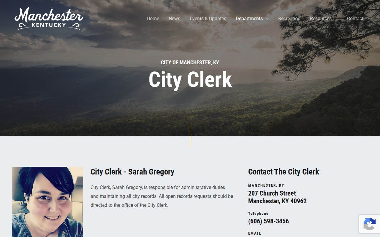 Manchester City Clerk route for Clay County arrest and booking records